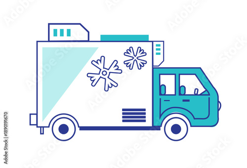 Ice delivery Truck Icon. Editable Clip Art.