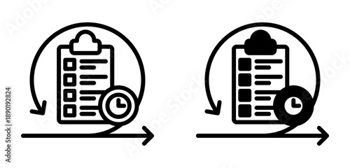 Daily Planning Collection Line & Mixed Style Icon 