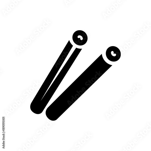 A minimalist vector graphic illustration of two black cylindrical objects with circular ends