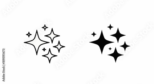Sparkling stars burst with glittering shine in minimalist black and white