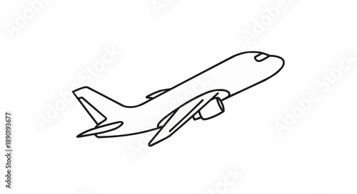Minimalist airplane illustration in black and white with sleek design
