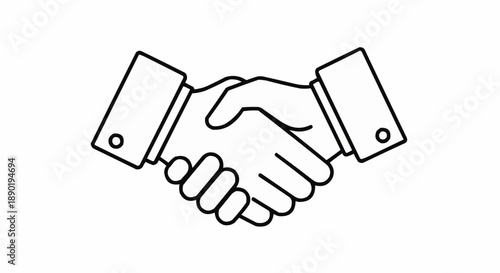 Handshake icon symbolizing partnership and agreement in simple line art