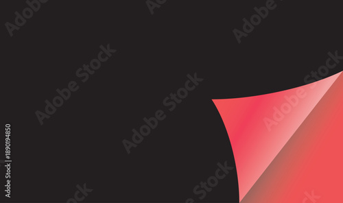 Curled Paper Corner Peel Effect Black Page Curl Revealing Red Orange Gradient Realistic Shadow Transparent Background