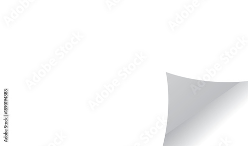 White Paper Page Curl Corner Effect on Clean Background, Minimal Realistic Sheet Turn Mockup for Branding, Print Design and Presentation Templates
