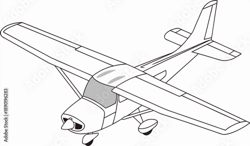 Foto Small Propeller Aircraft Technical Line Art Illustration