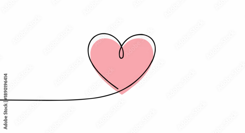 Fototapeta premium Heart shape with needle and thread illustration on white background
