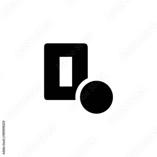 Flat black switch icon flipped down representing power off concept On white Background Vector illustration
