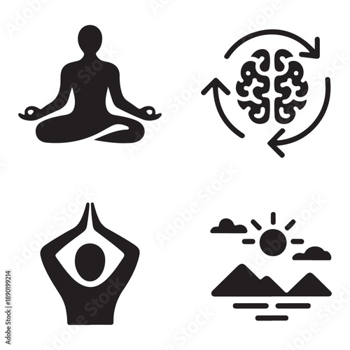 Mental reset quiet thinking silhouette for mindful awareness