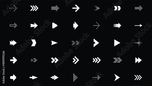 Collection of modern arrow icons, directional symbols, and navigation pointers for digital interfaces and design projects