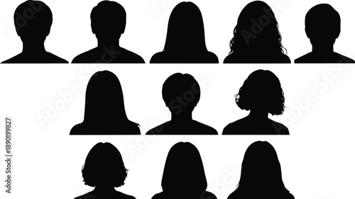 Silhouettes of nine anonymous people