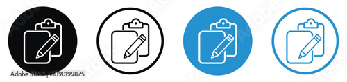 Digital file organization and edit icons. Folder with pencil symbols for document management, renaming, and creative projects in professional black and blue outline and solid styles.