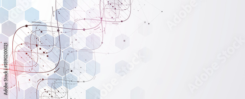 Futuristic molecule helix spiral, DNA strands, connected neural web