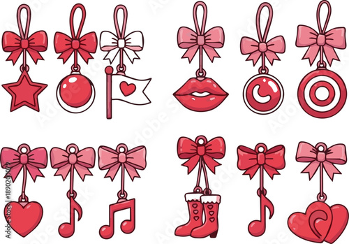 Collection of red valentine's day themed charms