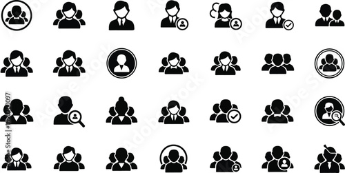 Collection of diverse black and white human profile icons
