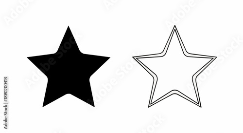 Black and white star icons with five points on white background vector