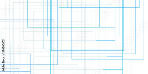 Architecture building construction structure pattern. Modern Abstract white background design with blue transparent material and squares shapes. geometric seamless lines business texture. 