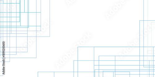 Architecture building construction structure pattern. Modern Abstract white background design with blue transparent material and squares shapes. geometric seamless lines business texture. 