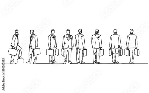 line art group of business people