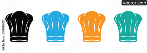 Colorful set of modern chef hat icons in different colors