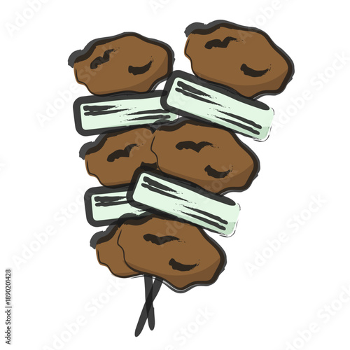筆で描いたような焼き鳥のイラスト
