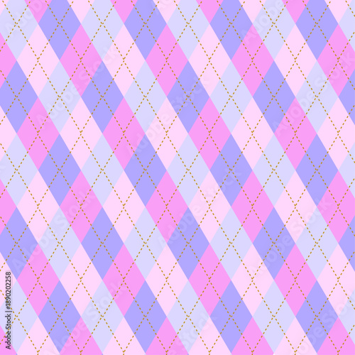 パステルカラーのピンクとパープルで構成されたアーガイルチェック柄背景