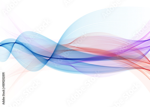 青と赤紫の流れるような抽象的波形ラインが重なり合う透明グラデーションデザイン背景イラスト