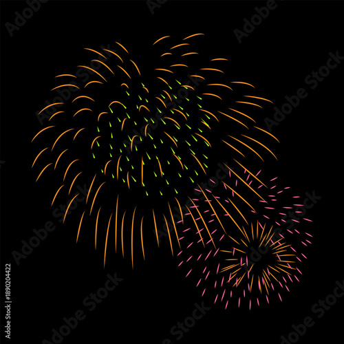 Fireworks Vector with black background.