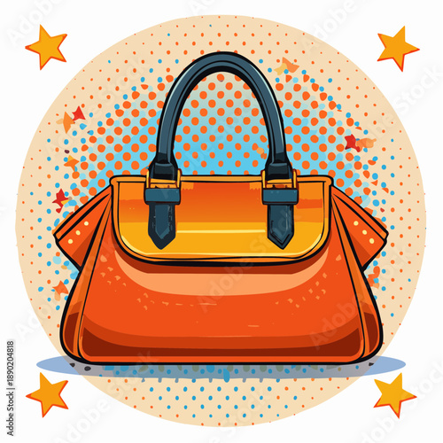 Handtasche orange - Cartoon Comic Stil