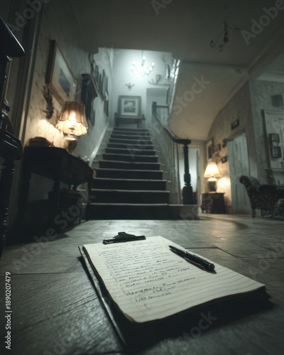 Wallpaper Mural Final Walkthrough Checklist on Clipboard Resting on Stair Rail Inside Empty House Interior Torontodigital.ca