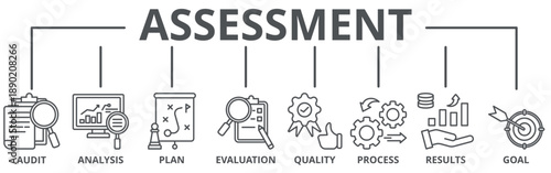 Assessment banner web icon vector illustration