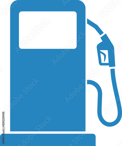 Blue gas pump with hose and nozzle on white background fuel pump petrol station