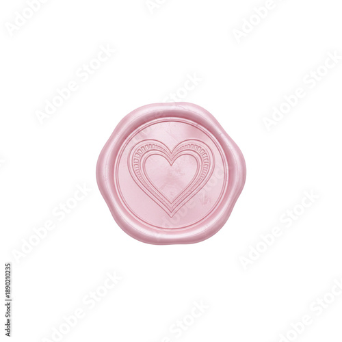 Pink wax seal stamp with heart impression