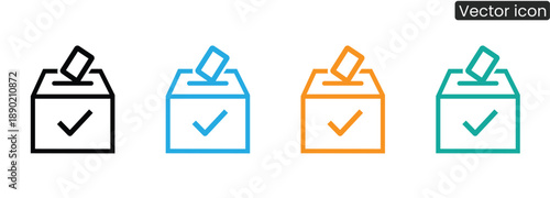 Vibrant ballot box icons with checkmarks for election and voting concepts