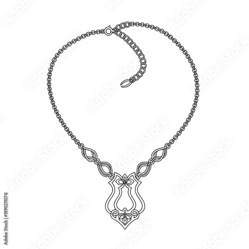 Elegant necklace line art illustration of sophisticated luxury jewelry design