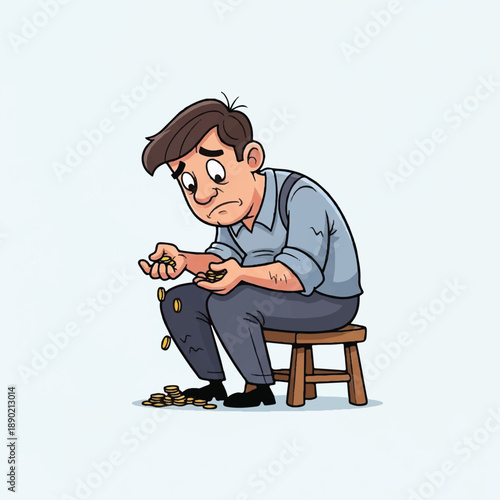 Man sitting on a stool, shelling and eating peas in a relaxed pose, viewed from the side.