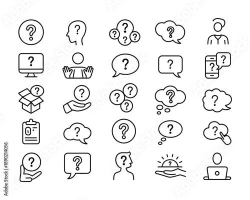 A vector illustration showcasing various symbols of questions and inquiry