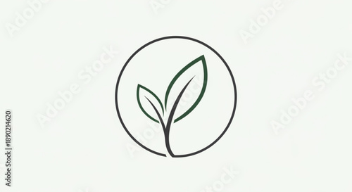 Simple green leaf logo in circle eco friendly symbol