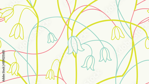 Vibrant floral pattern with colorful flowers and stems