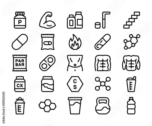 A collection of vector icons for fitness and health supplements