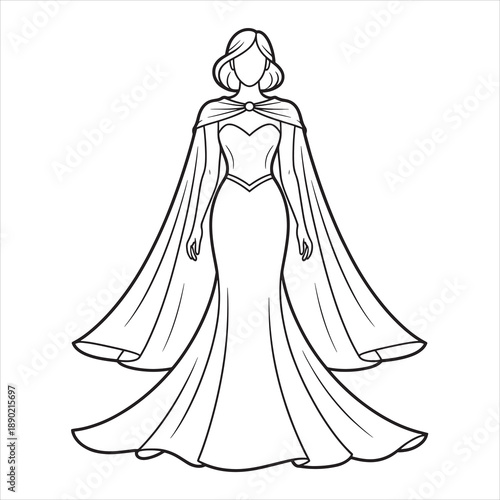 illustration vector of a cape dress