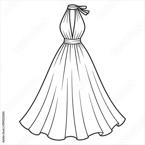 wedding dress vector coloring page
