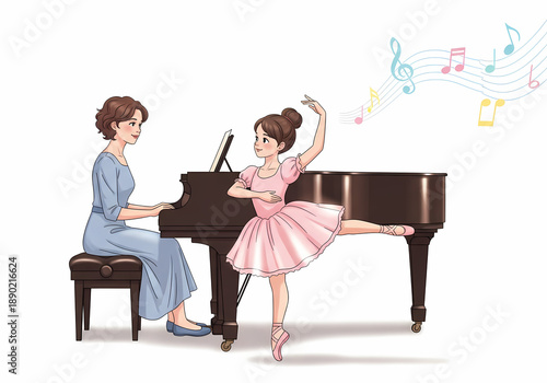 Wallpaper Mural ピアノの音で踊る少女 Torontodigital.ca