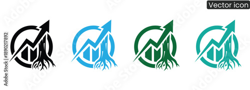 Vibrant vector icons illustrating business growth and financial success concepts in modern designs