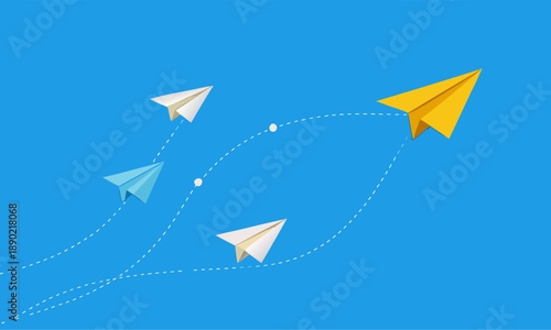Leadership Concept Paper Planes Blue Background Success