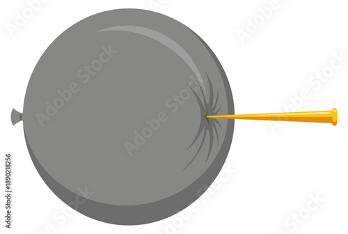 Gray balloon being poked by a pin vector illustration