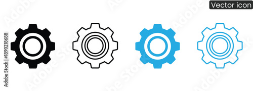 Modern gear icons set in different styles for technology and engineering