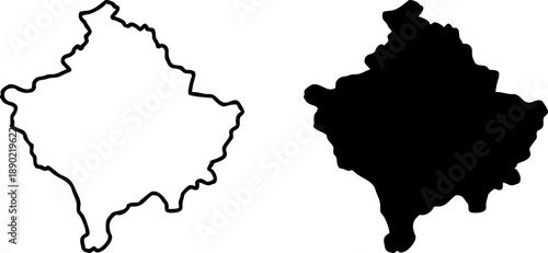 Kosovo country border map outline and silhouette vector graphic isolated image decal