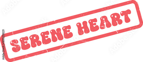 Vintage distressed red Serene Heart stamp conveying deep calm and emotional well being