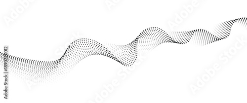 Flowing Dot Wave halftone gradient pattern on transparent background	
