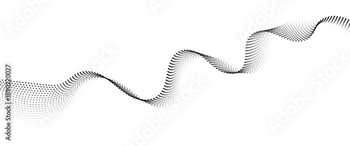 Flowing Dot Wave halftone gradient pattern on transparent background	
